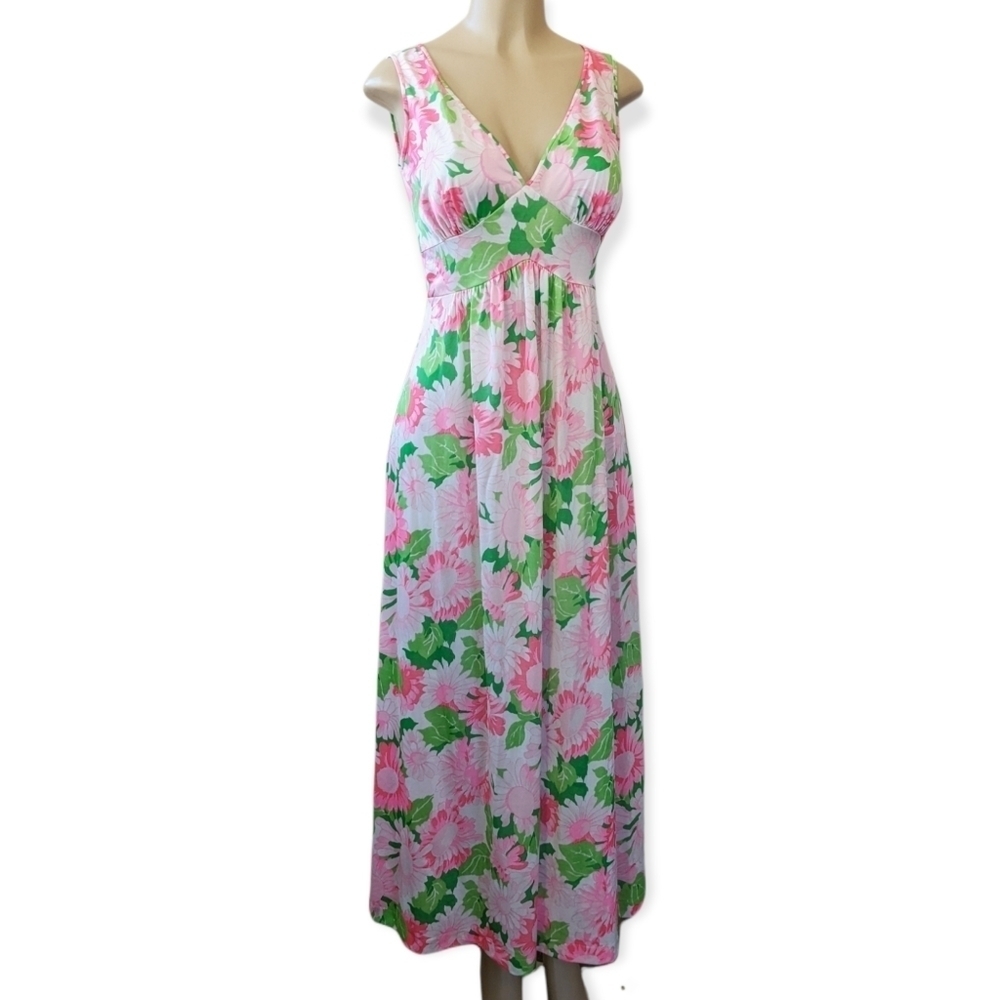 Vintage 70s Daisy Empire Waist Long Nightgown - Picture 2 of 15